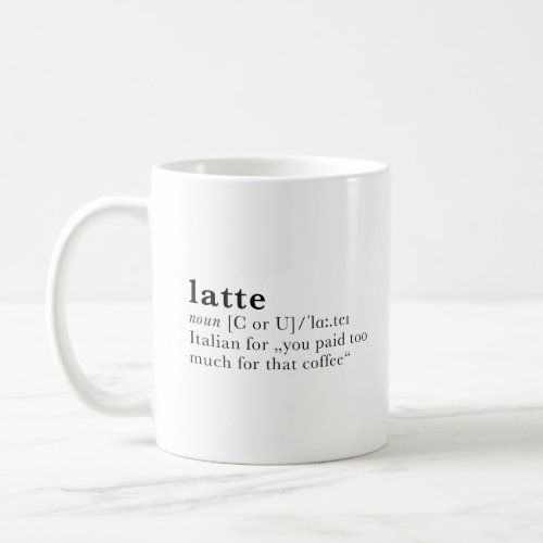 Latte _ dictionary definition coffee mug