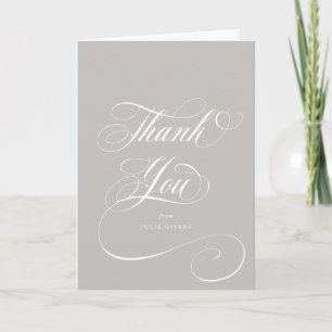 Latte Elegant Script Graduation Photo+Message Letterpress Thank You Card