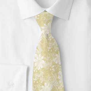 Latte Floral Batik Neck Tie