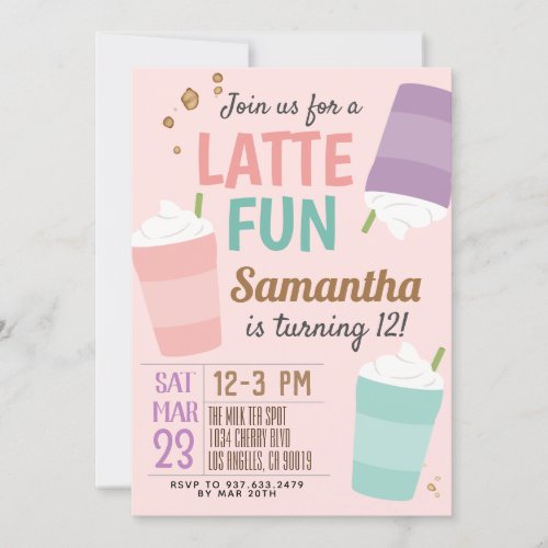 Latte Fun Coffee Birthday Invitation