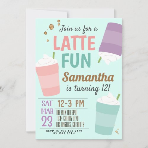 Latte Fun Coffee Birthday Invitation