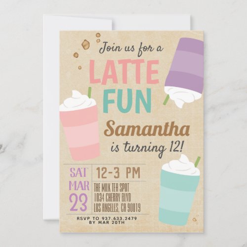 Latte Fun Coffee Birthday Invitation