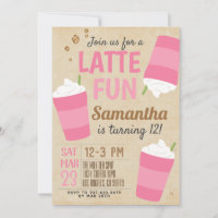 Latte Fun Coffee Birthday Invitation