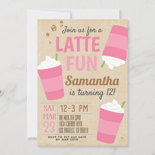 Latte Fun Coffee Birthday Invitation
