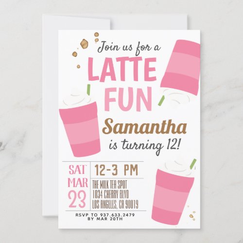 Latte Fun Coffee Birthday Invitation