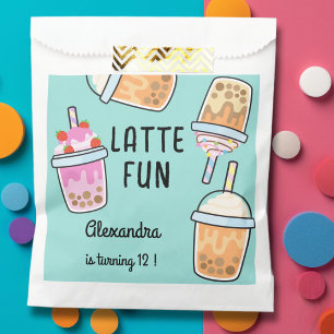 Latte fun coffee bobba tea birthday favor bag