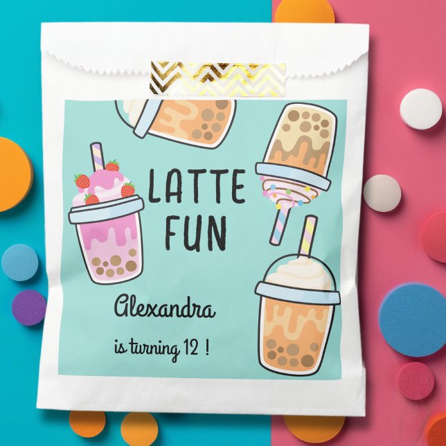 Latte fun coffee bobba tea birthday favor bag (Creator Uploaded)