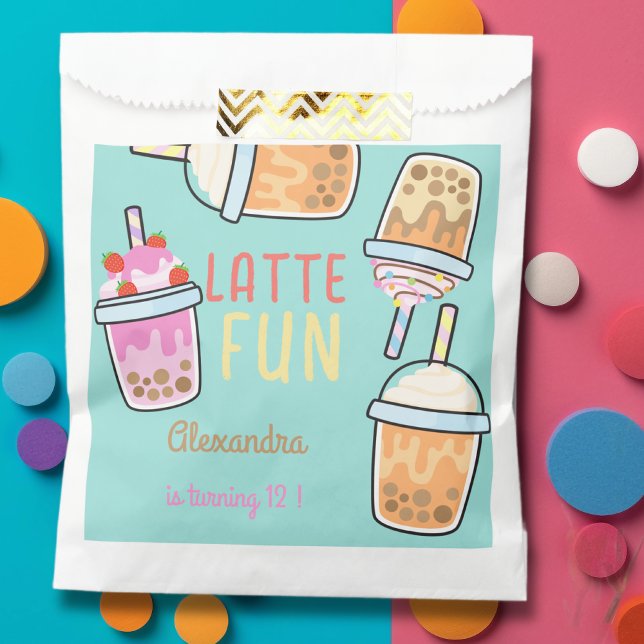 Latte fun coffee bobba tea birthday favor bag (Creator Uploaded)