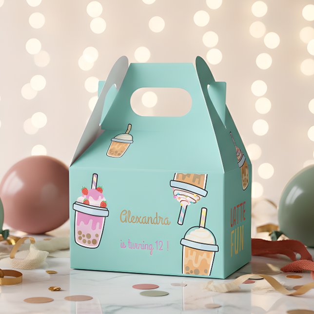 Latte fun coffee bobba tea birthday favor boxes (Creator Uploaded)