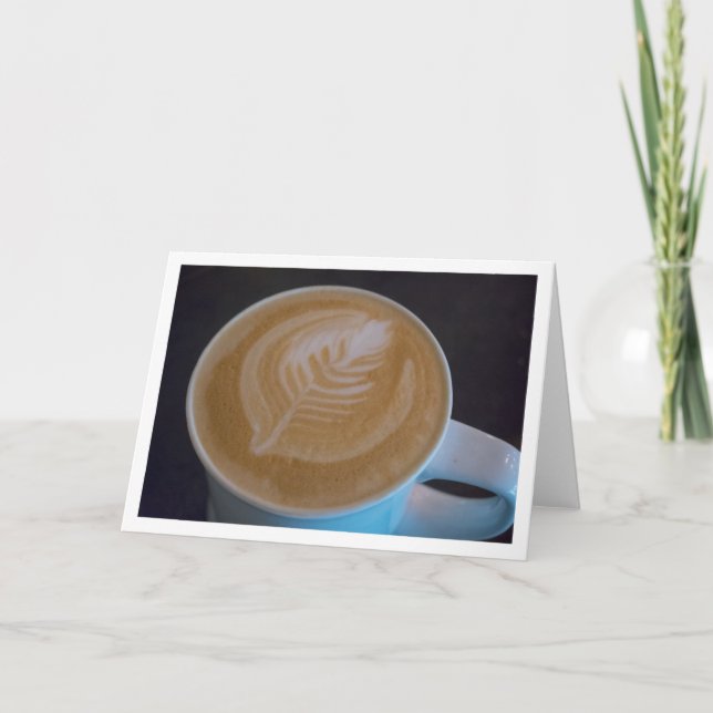Latte Leaf Caffeine Addict Coffee Lover Blank Card (Front)