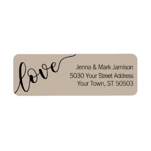 Latte Mocha Black Love Script Return Address Label