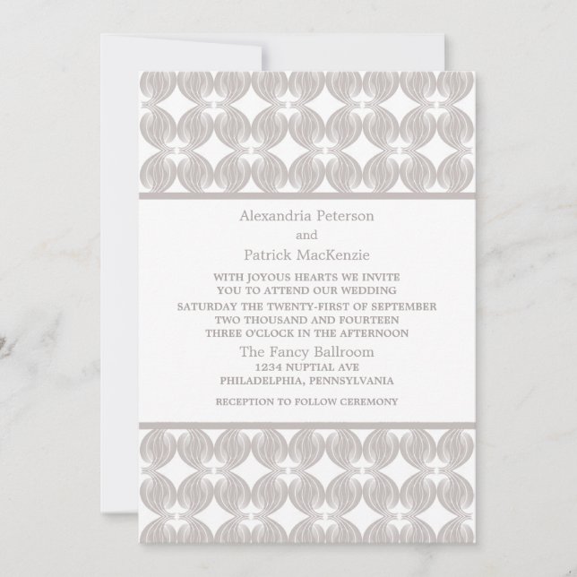 Latte Modern Deco Wedding Invite (Front)