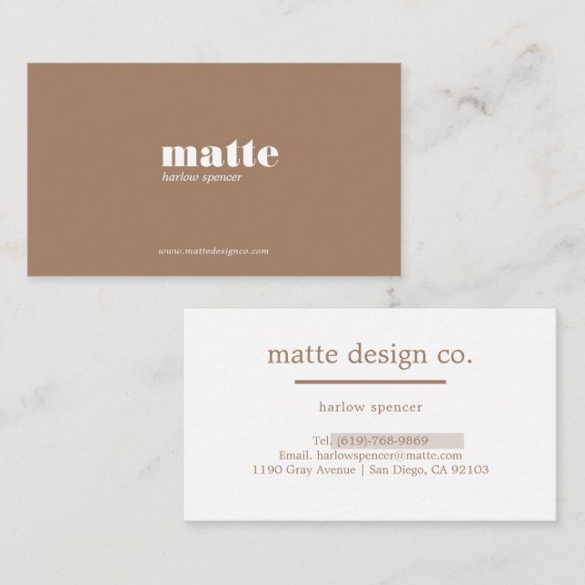 Latte | Modern Elegant Minimalist Professional Business Card (Front/Back)