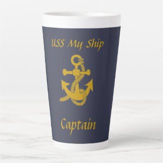 Latte Mug - Anchor and Ship Name