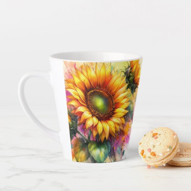 Latte Mug - Beautiful Yellow Sunflowers (In Situ)