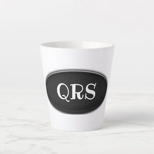 Latte Mug - Black Oval with Initials (Front)