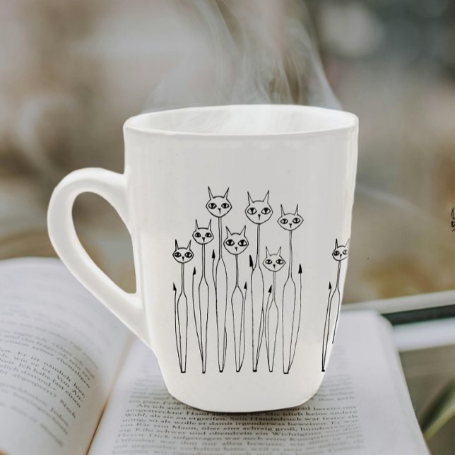 Latte Mug (hand-drawn cats) (Creator Uploaded)