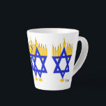 Latte Mug : Hanukkah Menorah<br><div class="desc">illustration : full color Pen & Ink Drawing  Hanukkah Menorah</div>