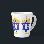 Latte Mug : Hanukkah Menorah<br><div class="desc">illustration : full color Pen & Ink Drawing  Hanukkah Menorah</div>