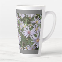 Latte mug pale purple aster wildflower