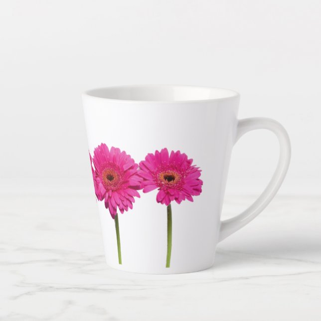 Latte Mug Pink Gerbera Daisies (Right)