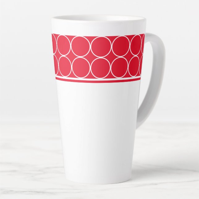 Latte Mug-Red & White Dots Mug (Right Angle)