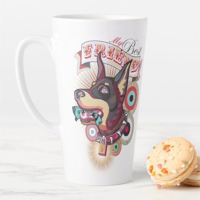 Latte Mug – Urban Loyalty Doberman Pop-Art Design (In Situ)