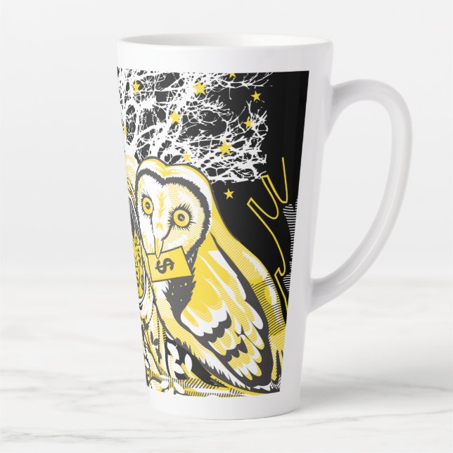 Latte Mug Urban Tree Owl & Wealth Surreal Pop-Art (Right)