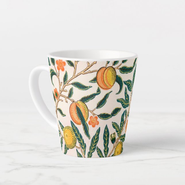 LATTE MUG : WILLIAM MORRIS : POMEGRANATE (Left Angle)