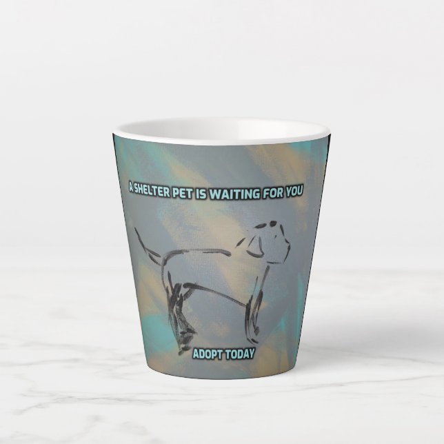 Latte Mug with Animal Shelter Message (Front)