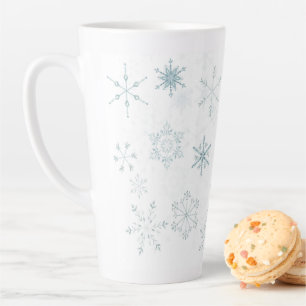 Latte Mug with hand painted snowflakes