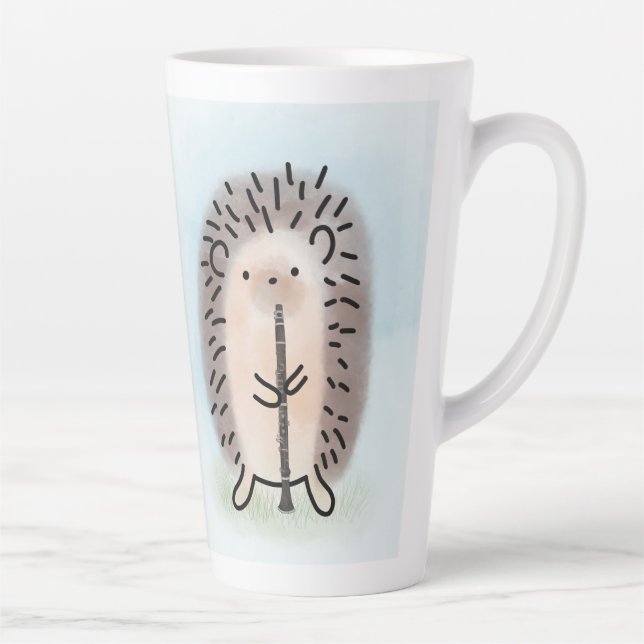 Latte Mug with Hedgehog Playing Clarinet (Right)
