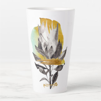 Latte Mug with protea flower with gold