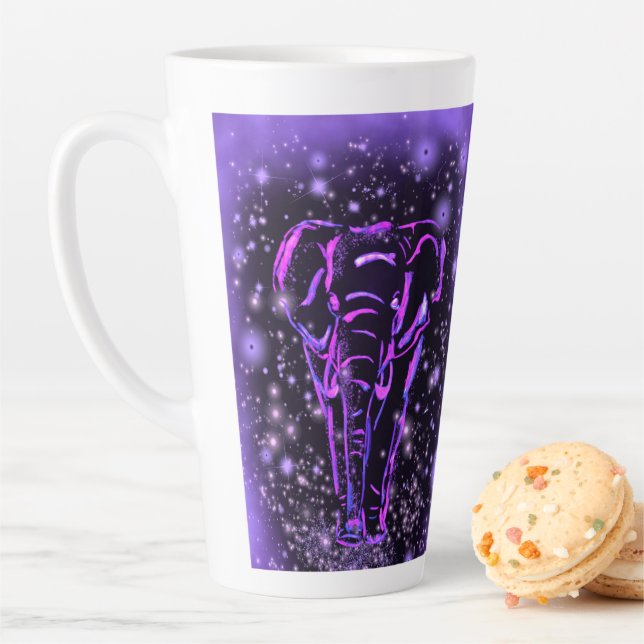 Latte Mug with Purple Elephant (In Situ)