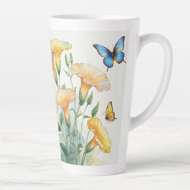 Latte Mug - Yellow Morning Glory (Right)