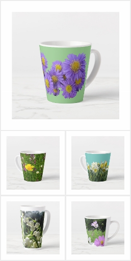 Latte Mugs, Colorful Flowers Collection