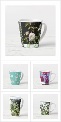 Latte Mugs, Colorful Flowers Collection