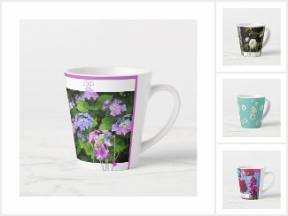 Latte Mugs, Colorful Flowers Collection