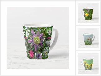 Latte Mugs, Colorful Flowers Collection