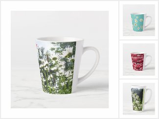 Latte Mugs, Colorful Flowers Collection