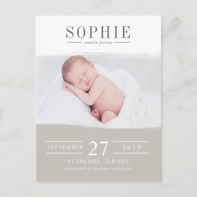 Latte perfection photo birth announcement postcard (Front)