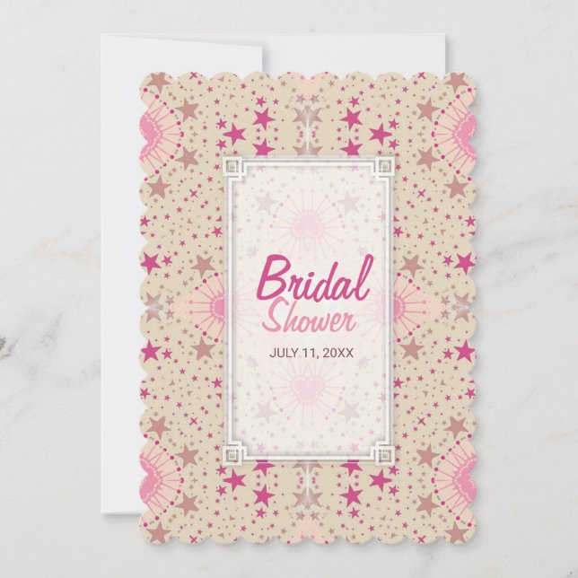 Latte Pink Stars Pattern Bridal Shower Invitation (Front)