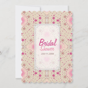 Latte Pink Stars Pattern Bridal Shower Invitation