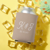 Modern Monogram Simple Cream Ivory Wedding Favor Can Cooler