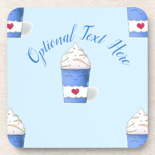 Latte & Whipped Cream (Blue) Beverage Coaster