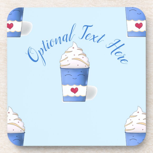 Latte & Whipped Cream (Blue)   Beverage Coaster (Front)