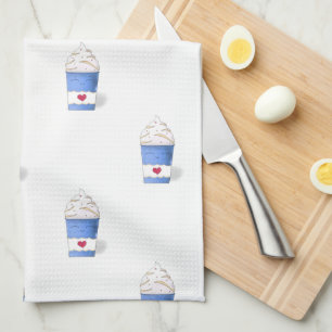 Latte & Whipped Cream (Blue)   Kitchen Towel