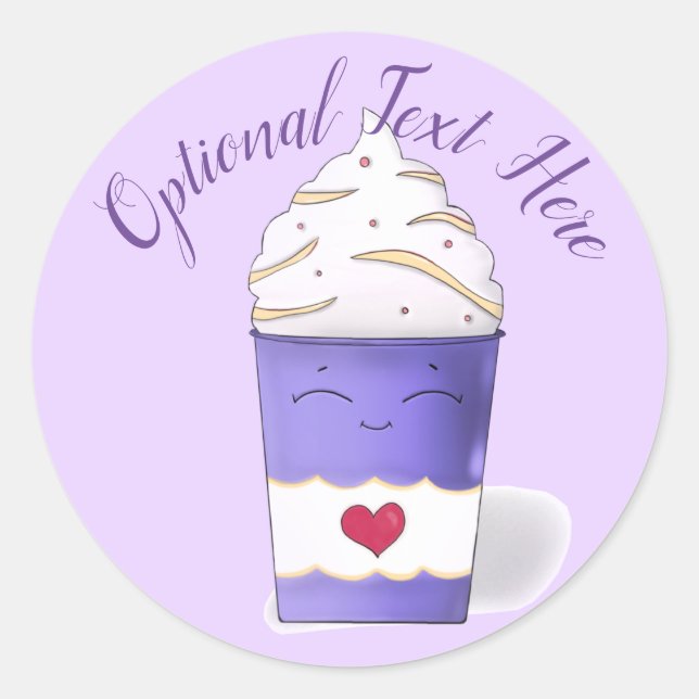 Latte & Whipped Cream (Purple)  Classic Round Sticker (Front)