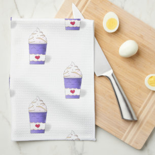Latte & Whipped Cream (Purple)   Kitchen Towel