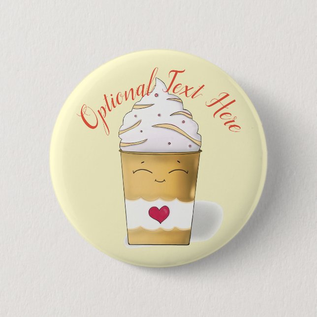Latte & Whipped Cream (Yellow)   Button (Front)